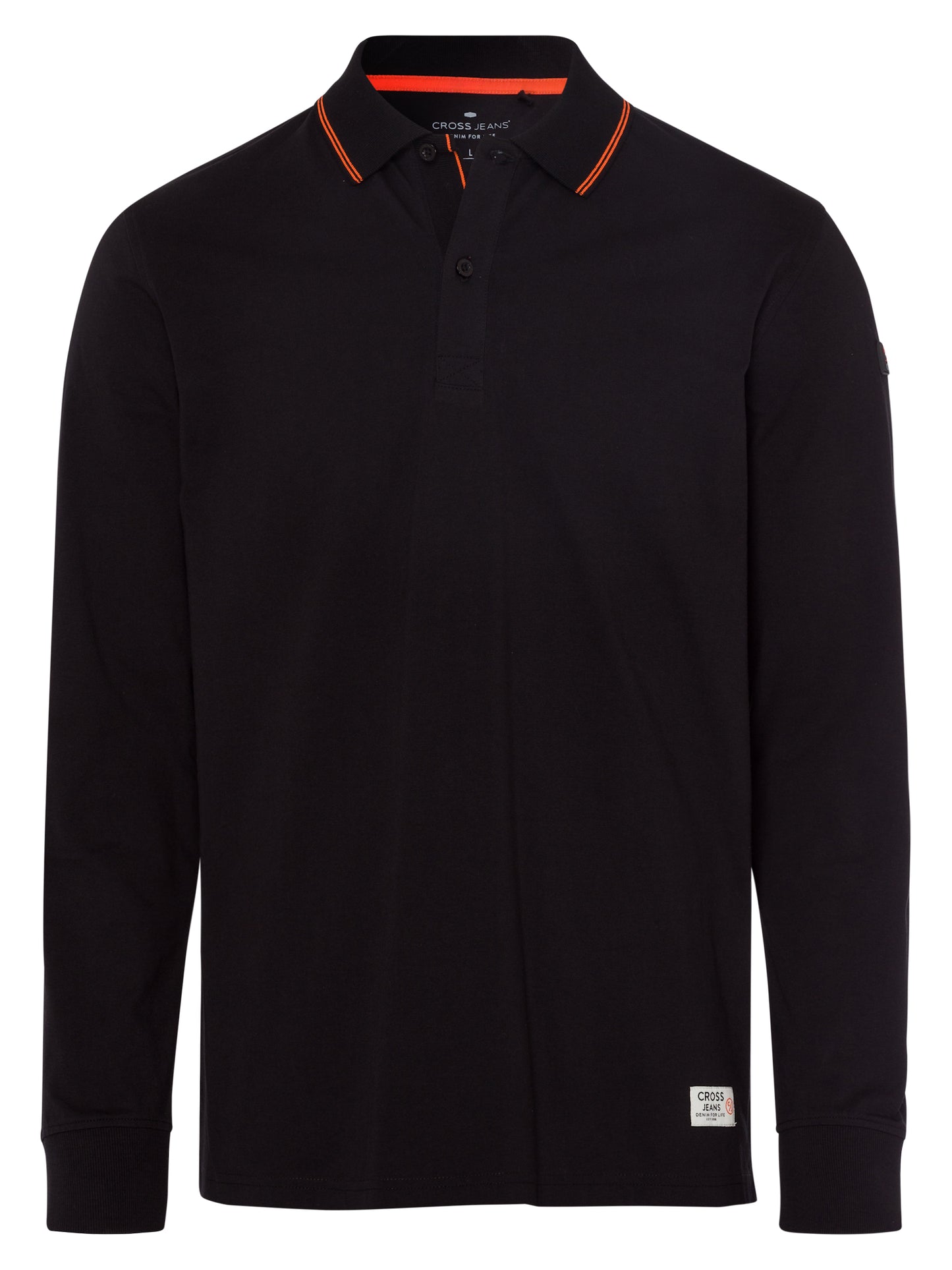 Men's polo long-sleeved shirt Regular in black
