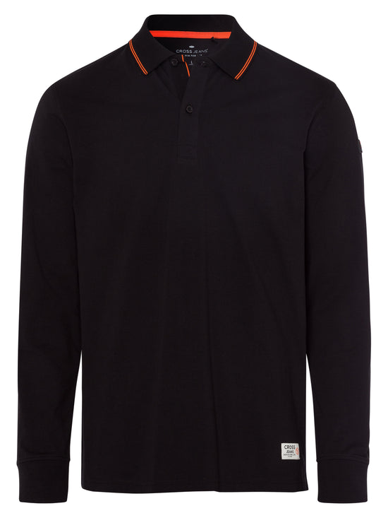 Men's polo long-sleeved shirt Regular in black