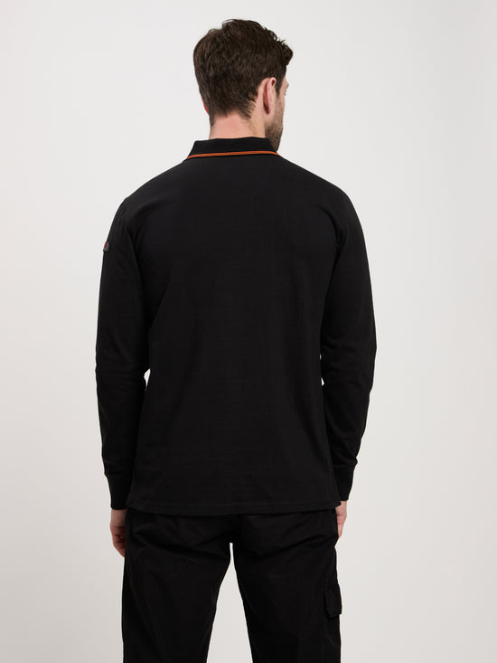 Men's polo long-sleeved shirt Regular in black