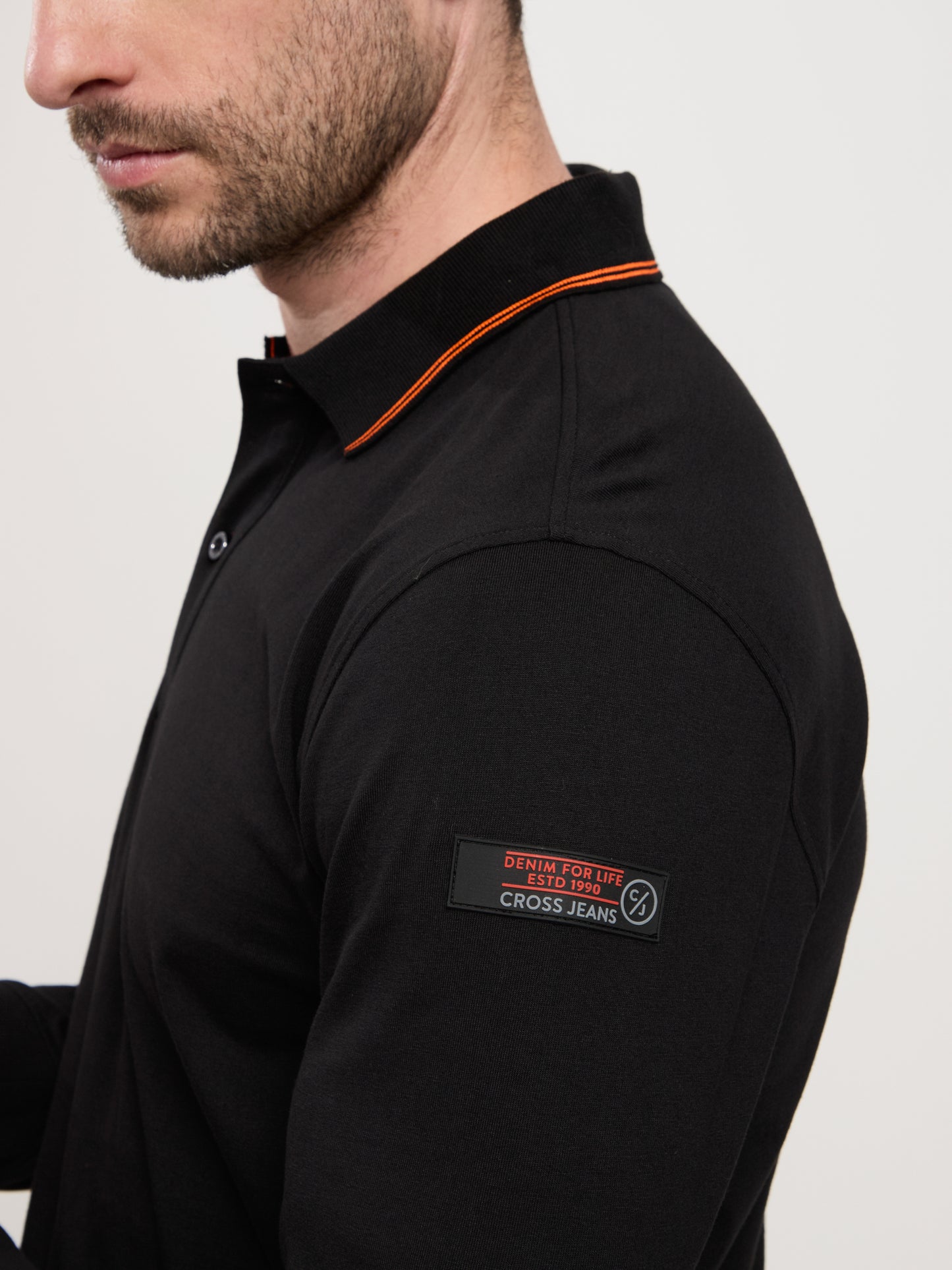 Men's polo long-sleeved shirt Regular in black