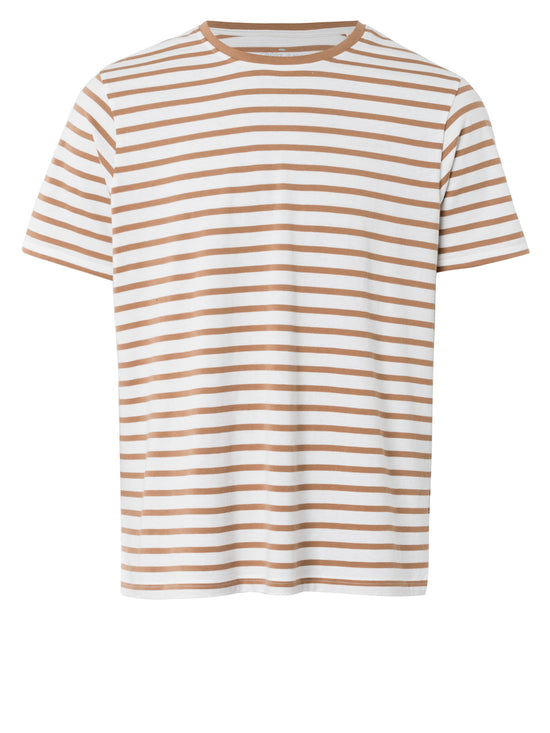 Herren Regular T-Shirt in braun gestreift