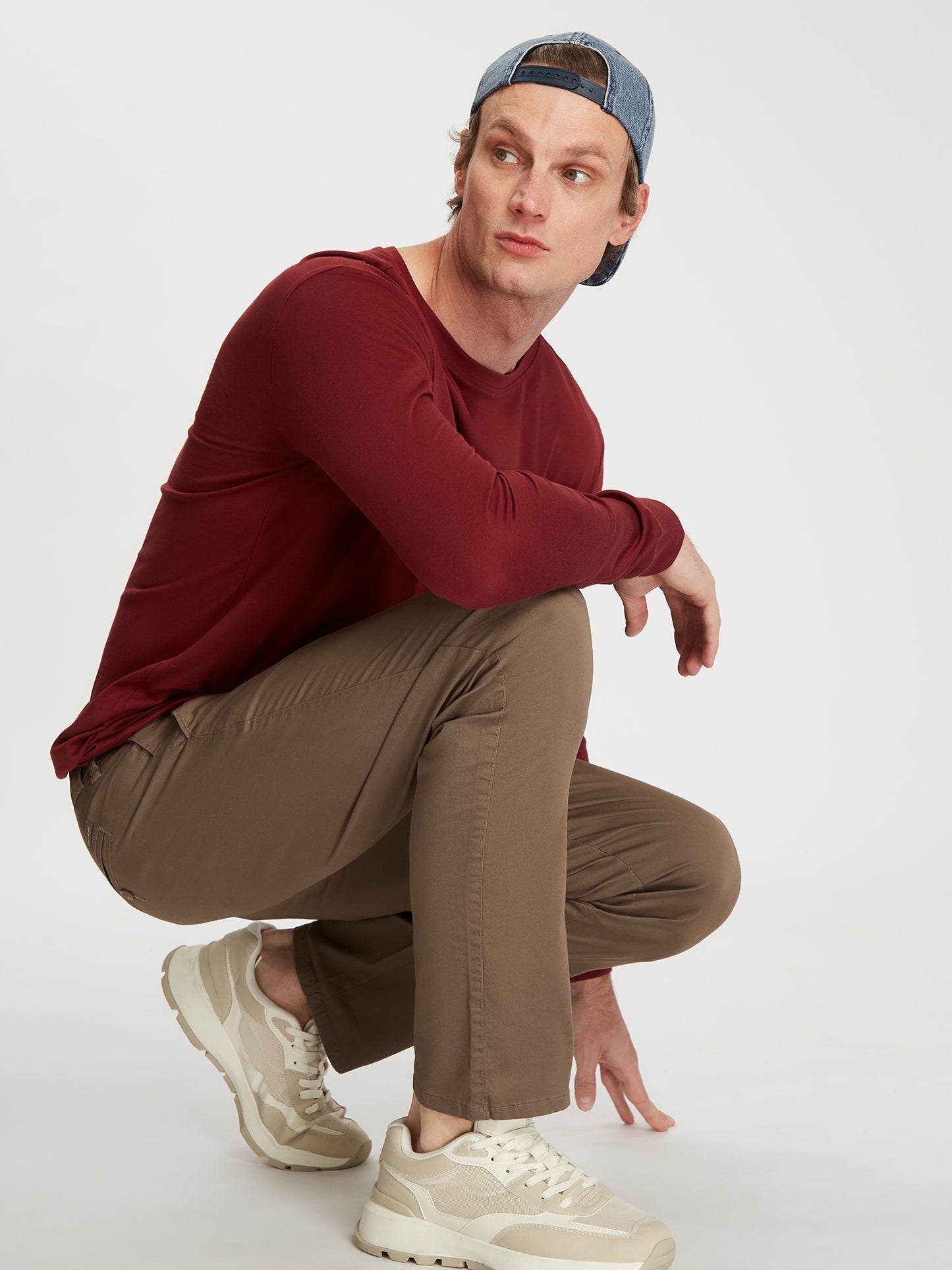 Herren Regular Longsleeve in dunkelrot