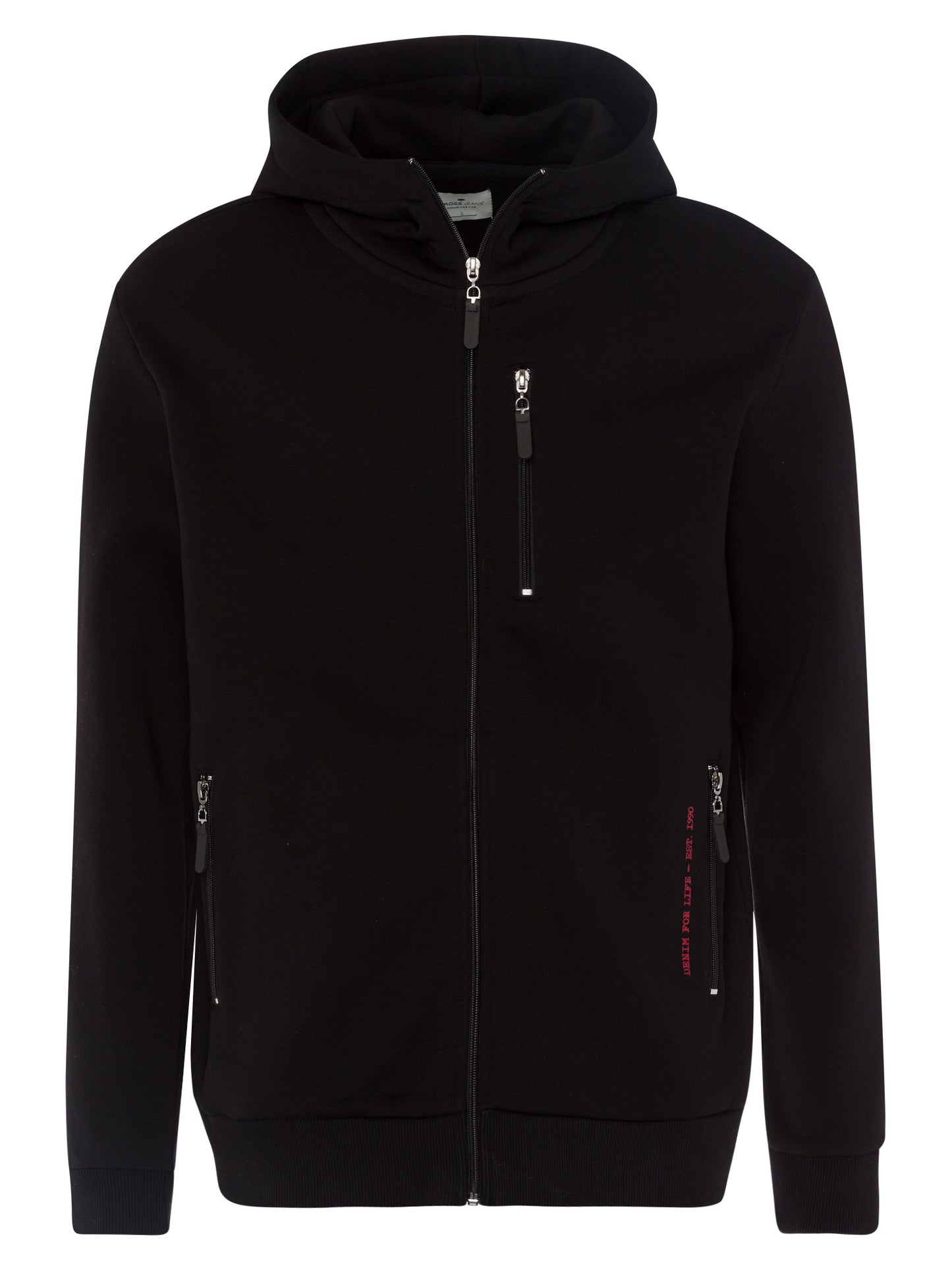Men's regular sweatshirt jacket with zip black