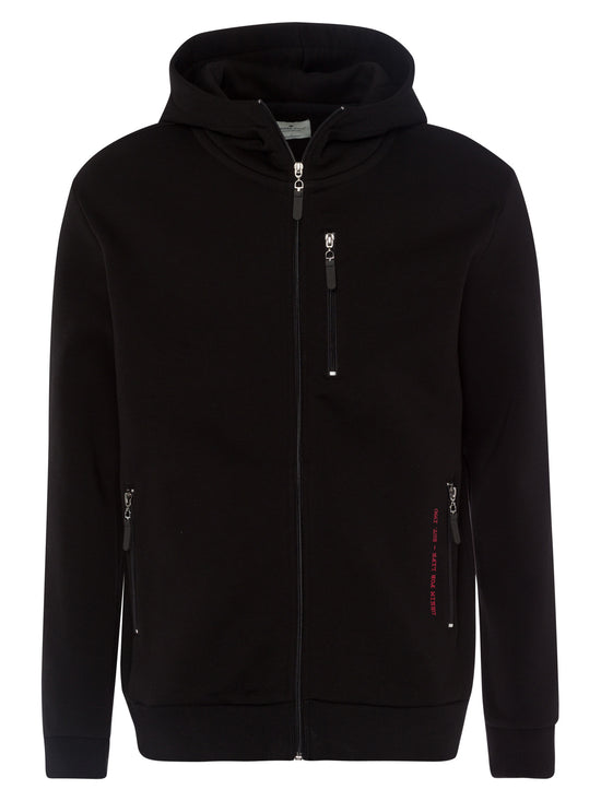 Herren Regular Sweatshirtjacke mit Reißverschluss schwarz