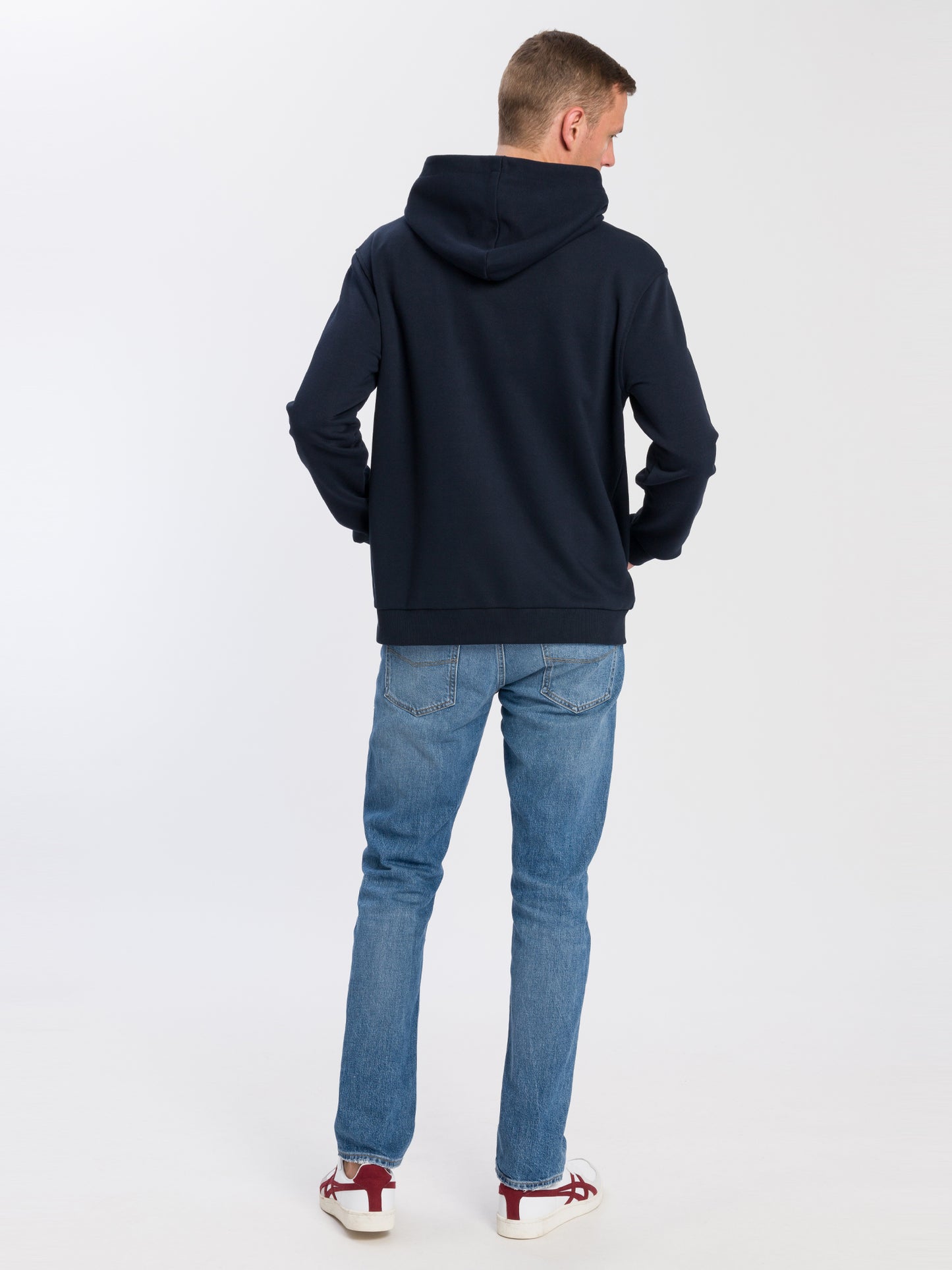Men's regular hoodie with Cross Jeans logo print blue