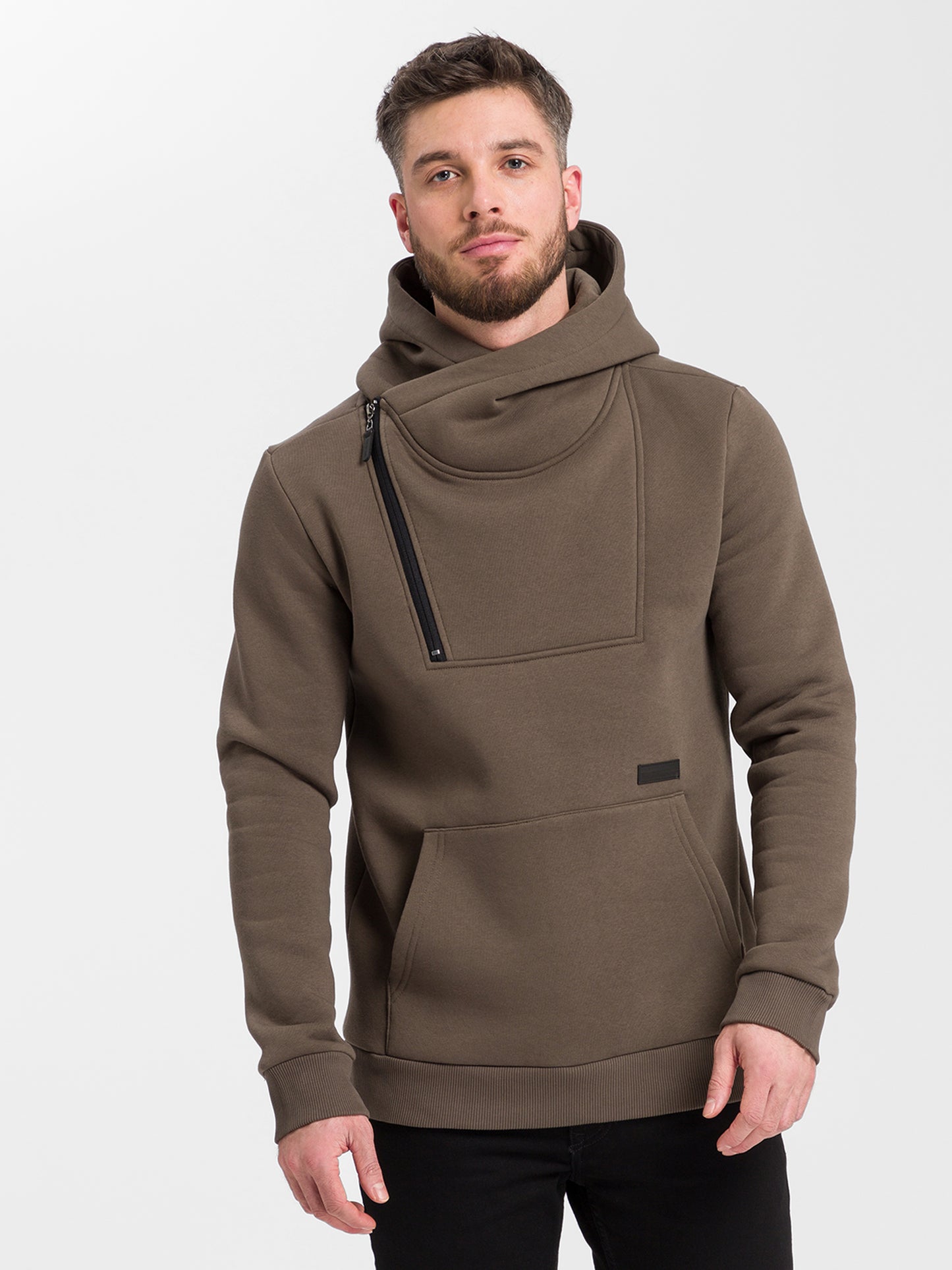 Herren Regular Hoodie mit Kängurutasche und Reißverschluß grün