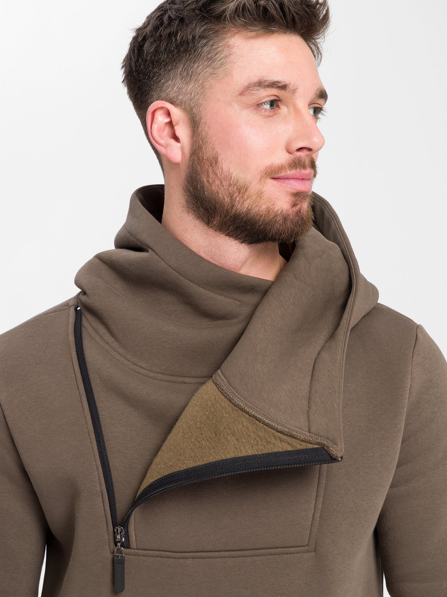 Herren Regular Hoodie mit Kängurutasche und Reißverschluß grün