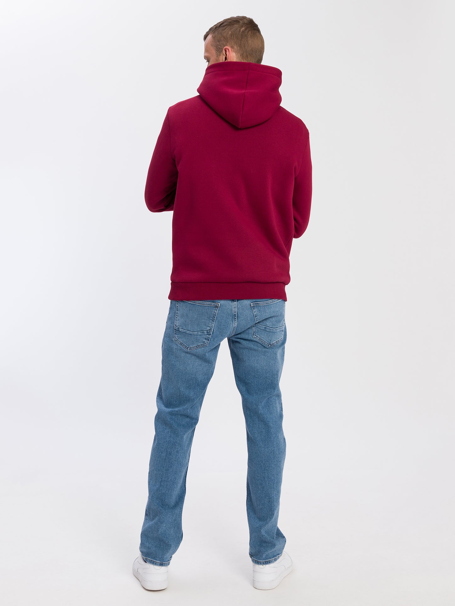 Herren Regular Hoodie mit Kängurutasche und Reißverschluß rot