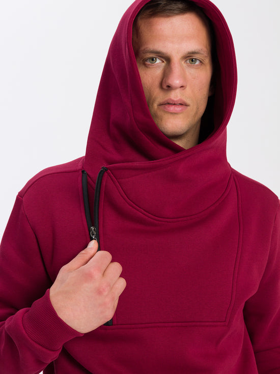 Herren Regular Hoodie mit Kängurutasche und Reißverschluß rot