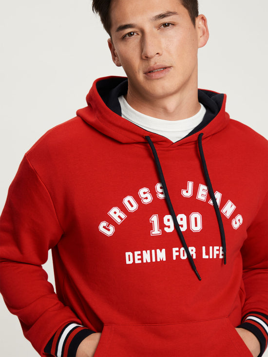 Herren Regular Hoodie College-Stil rot