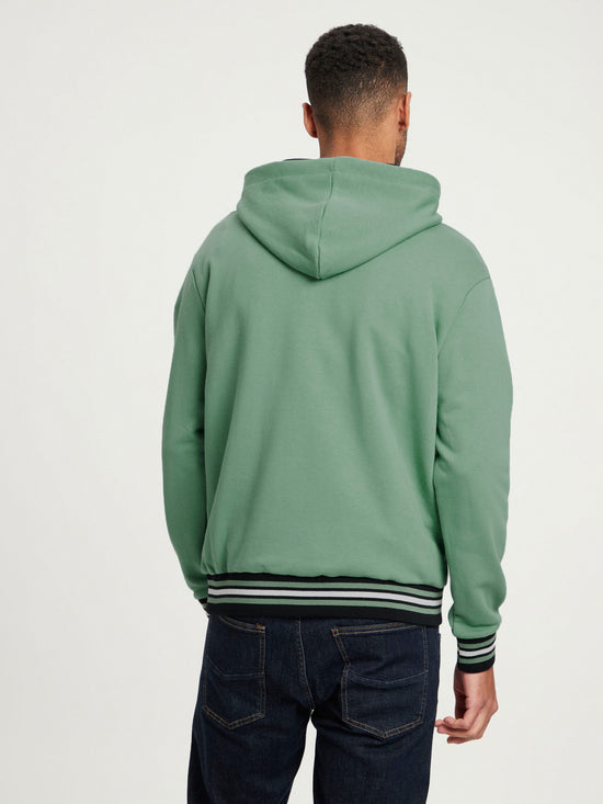 Herren Regular Hoodie mit Label-Print und Känguru-Tasche mintgrün.