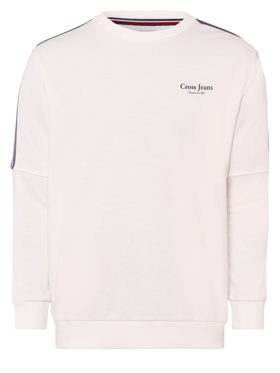 Herren Regular Sweatshirt mit Racing-Streifen ecru