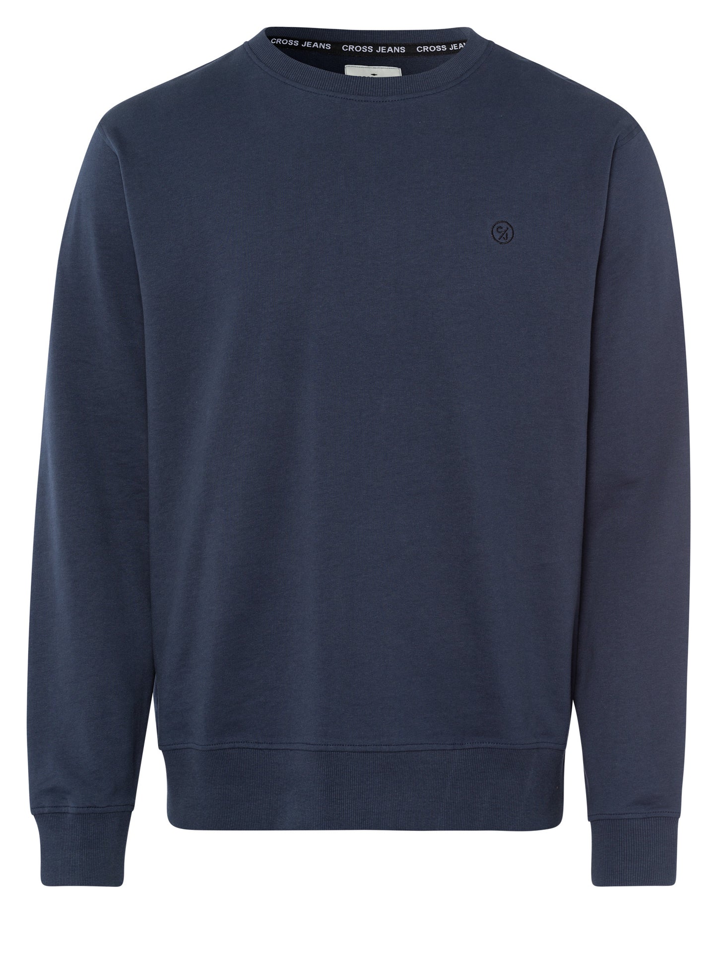 Men's regular sweatshirt with round neck navy blue.