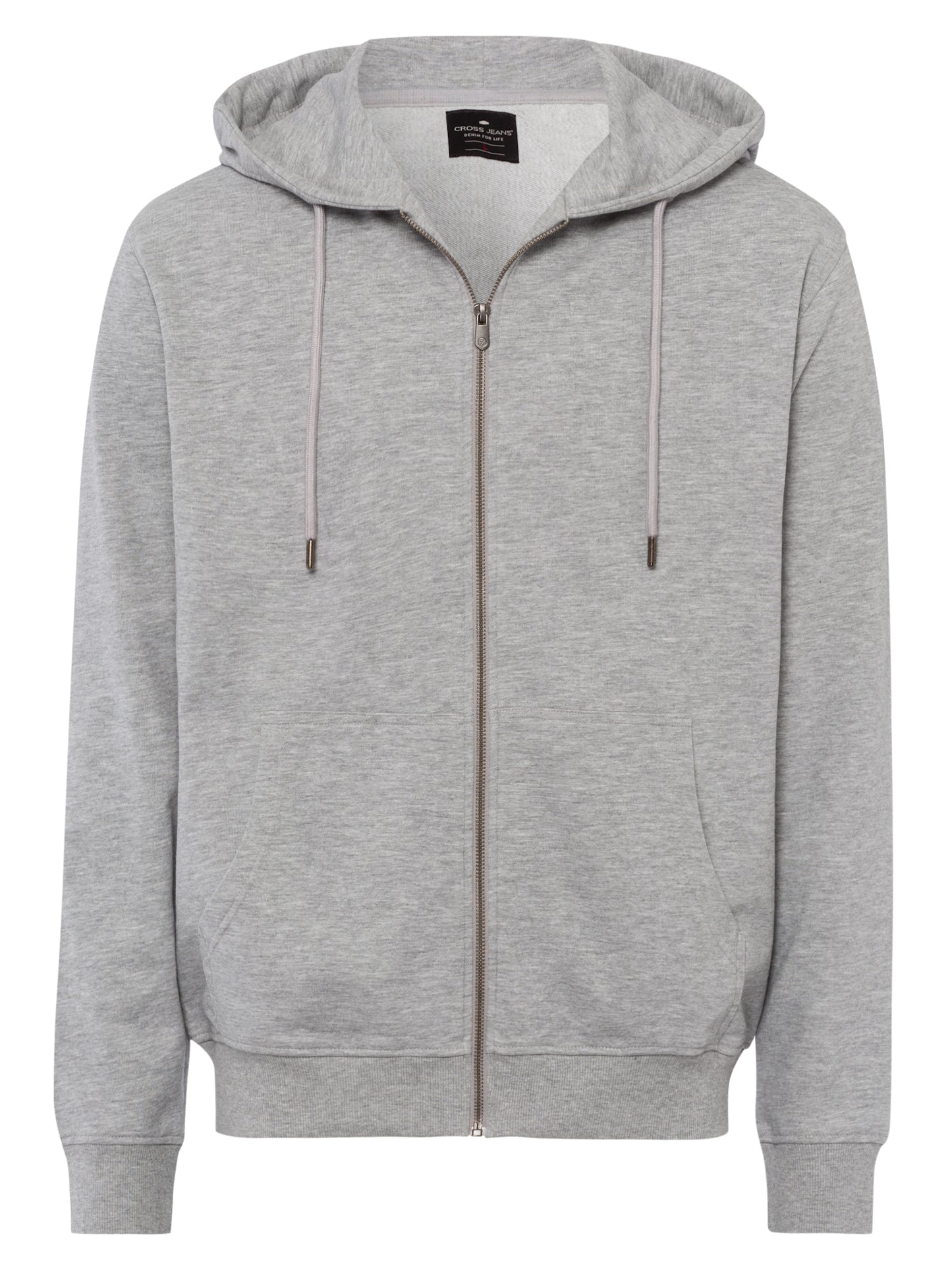 Herren Regular Kapuzenjacke mit Reißverschluss und Känguru-Tasche graumeliert