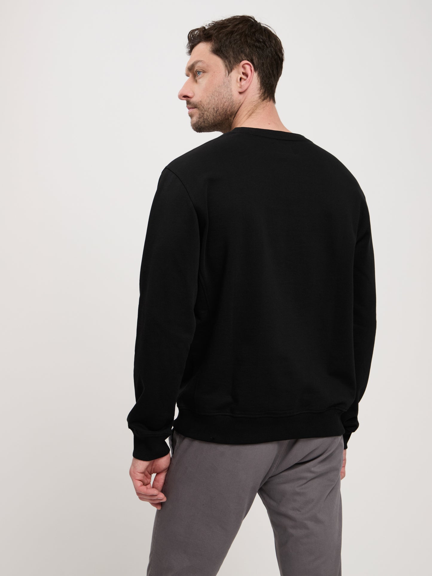 Men's regular sweatshirt with embroidered logo black