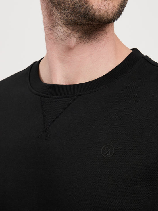 Men's regular sweatshirt with embroidered logo black