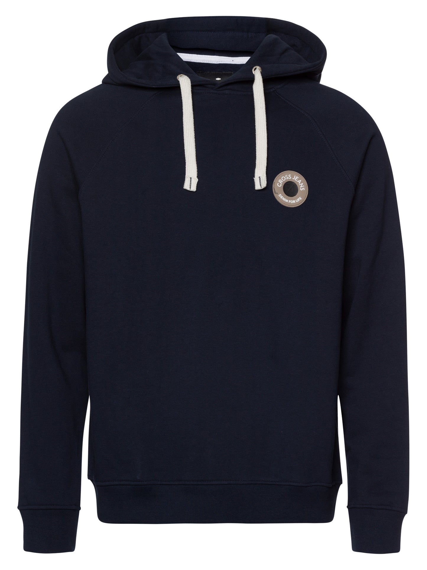 Men's Regular Hoodie with Hood, Raglan Sleeves and Label Patch Blue