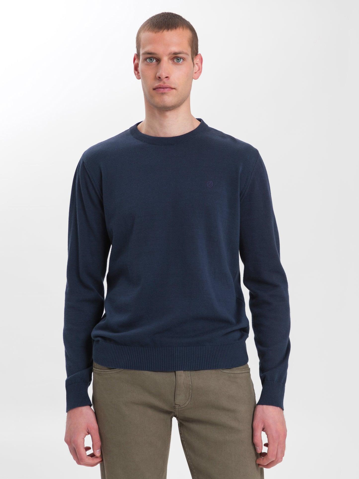 Men's regular fine knit sweater navy blue