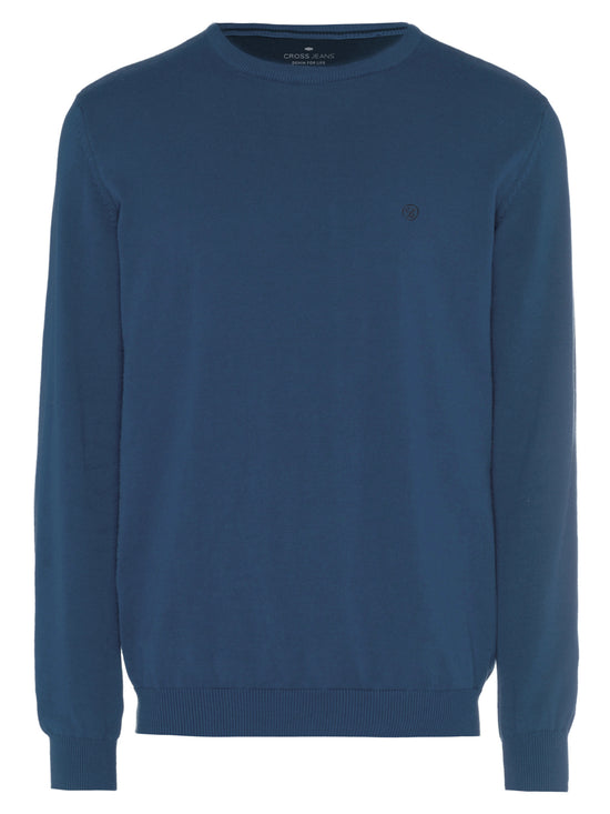 Men's regular fine knit sweater blue