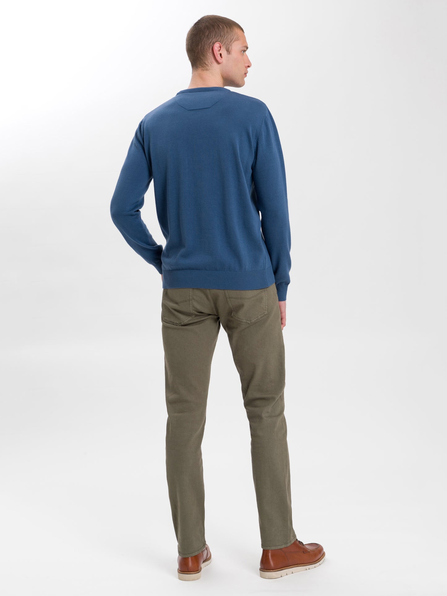 Herren Regular Feinstrick Pullover blau