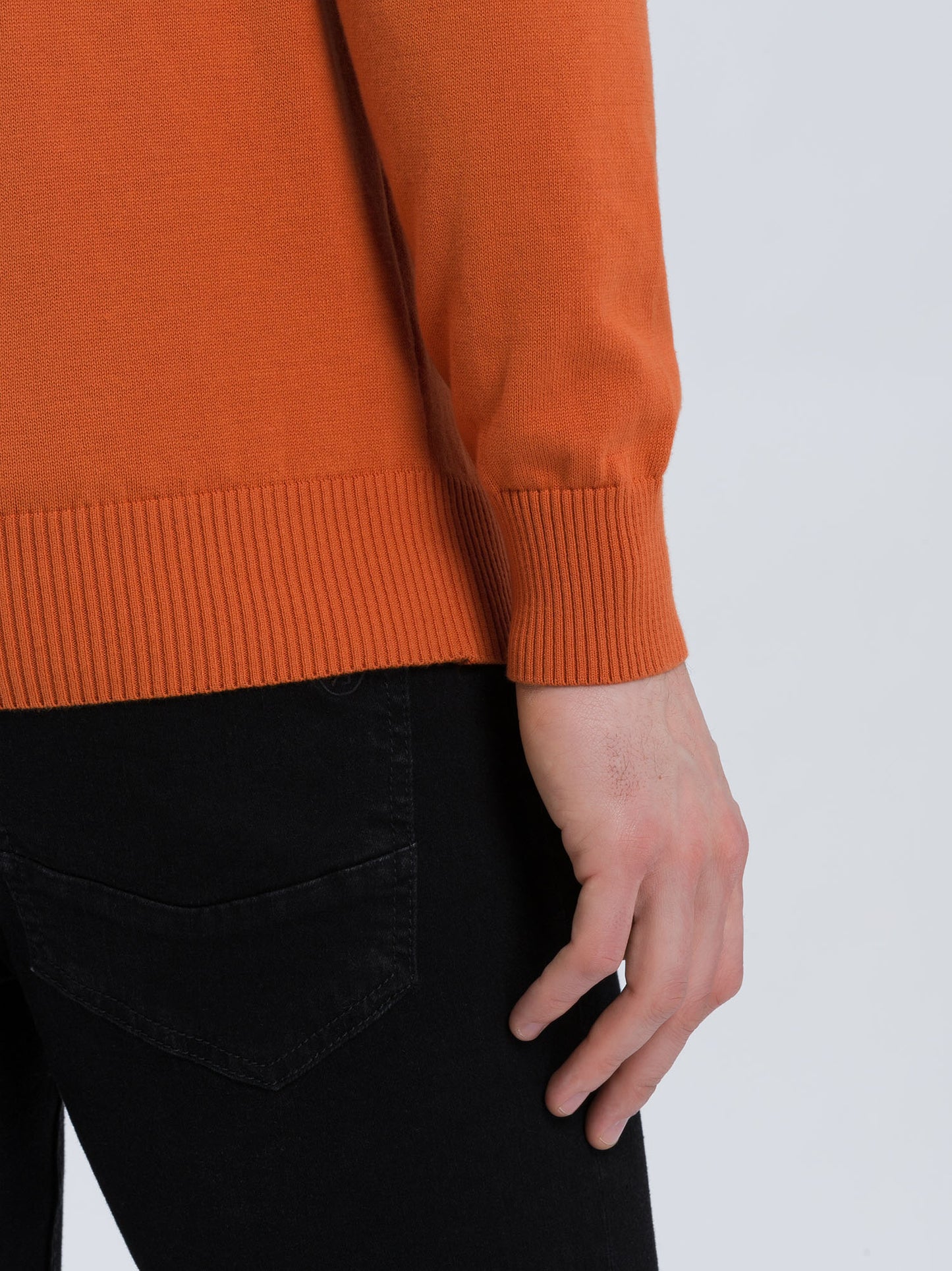 Herren Regular Feinstrick Pullover orange