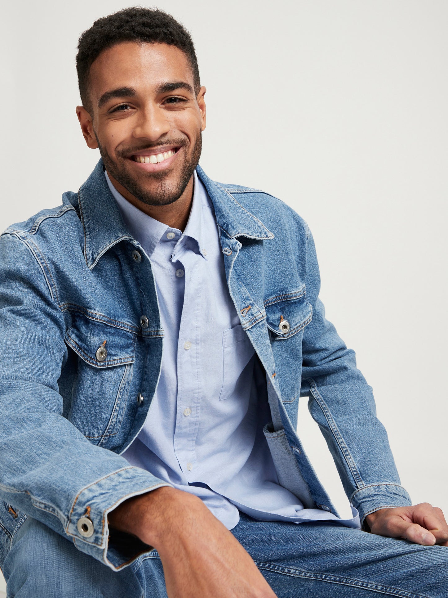 Men's regular long-sleeved shirt sky blue