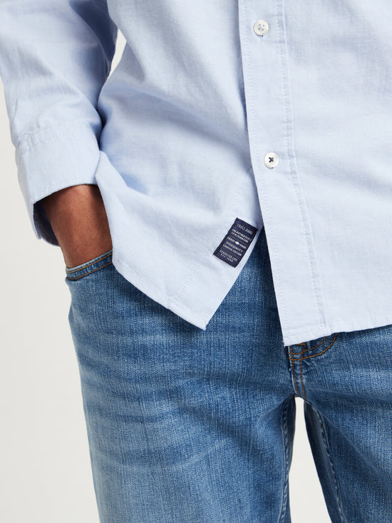 Men's regular long-sleeved shirt sky blue