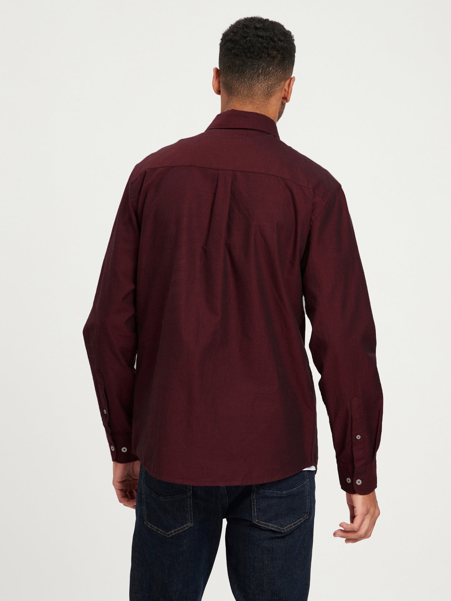 Men's regular long-sleeved shirt wine red