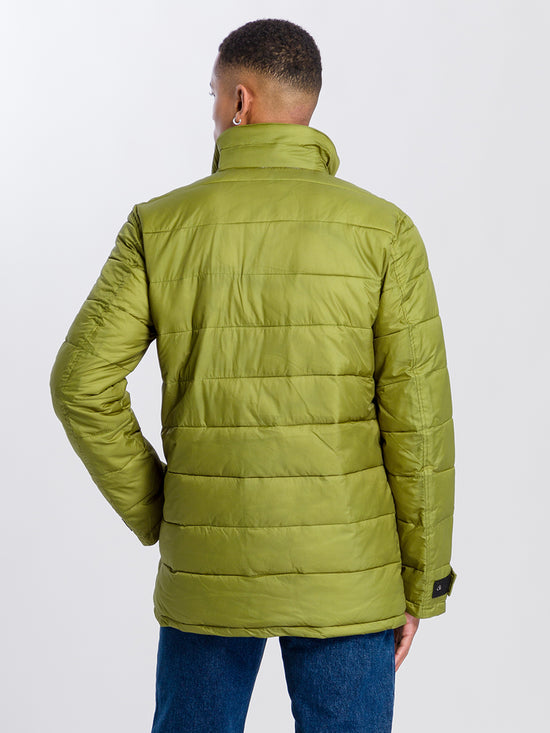 Men's regular winter jacket with zipper and pockets green