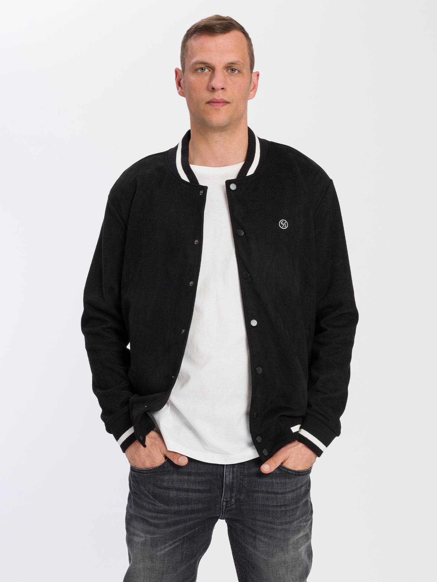 Herren Collage Jacke in schwarz