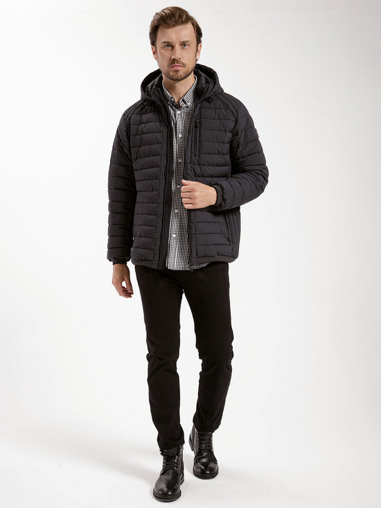 Men's regular quilted winter jacket in black