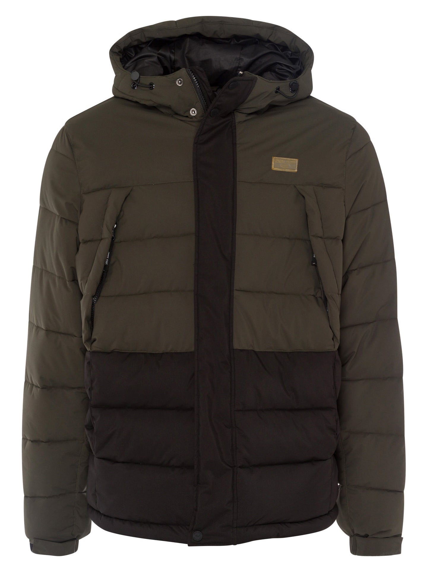 Men's regular winter jacket in color block green/black
