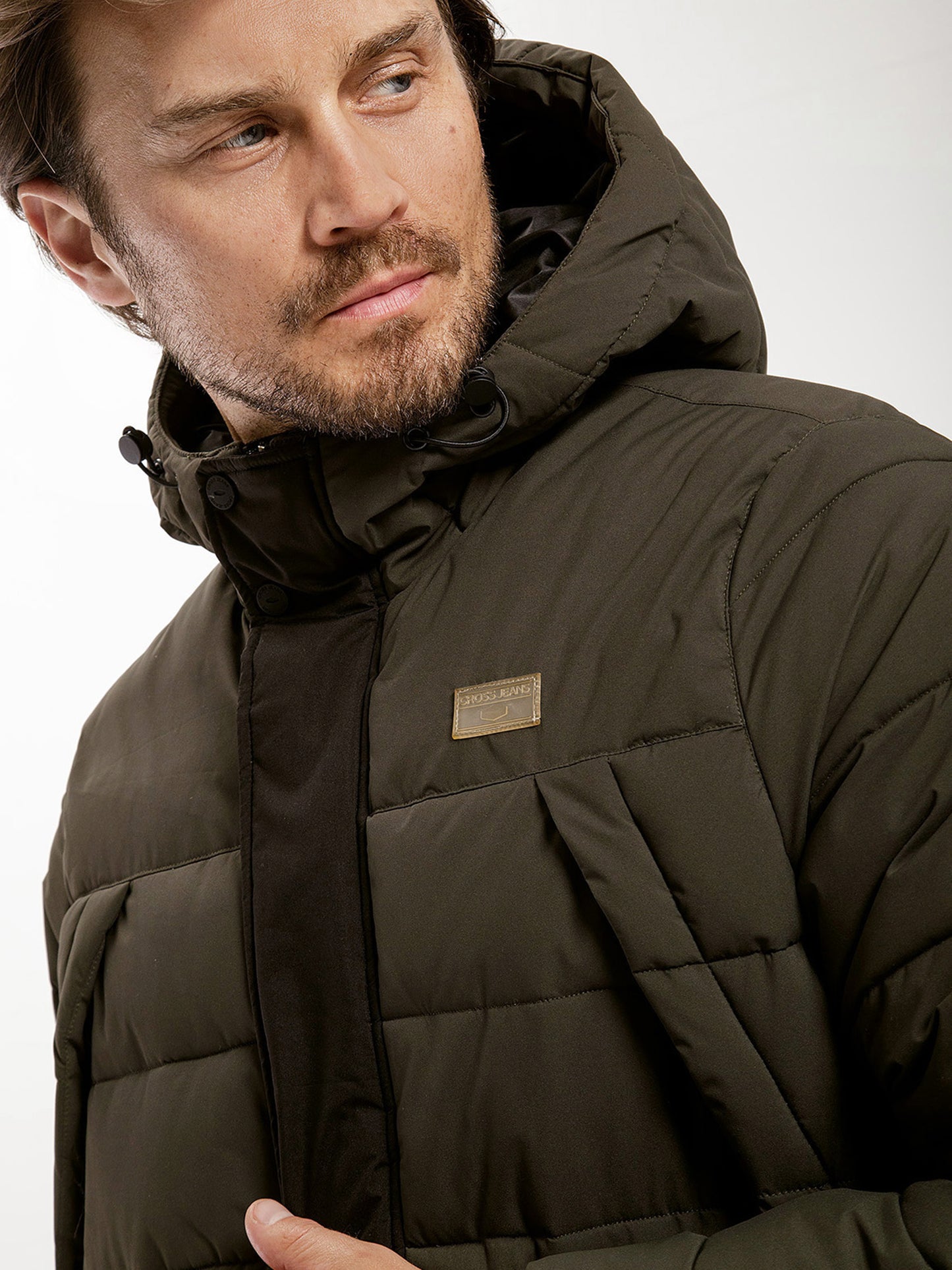 Men's regular winter jacket in color block green/black