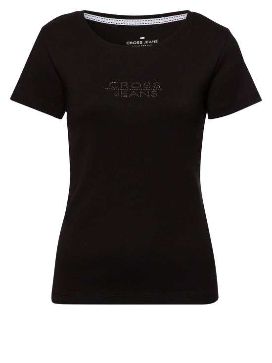 Damen Slim T-Shirt in schwarz