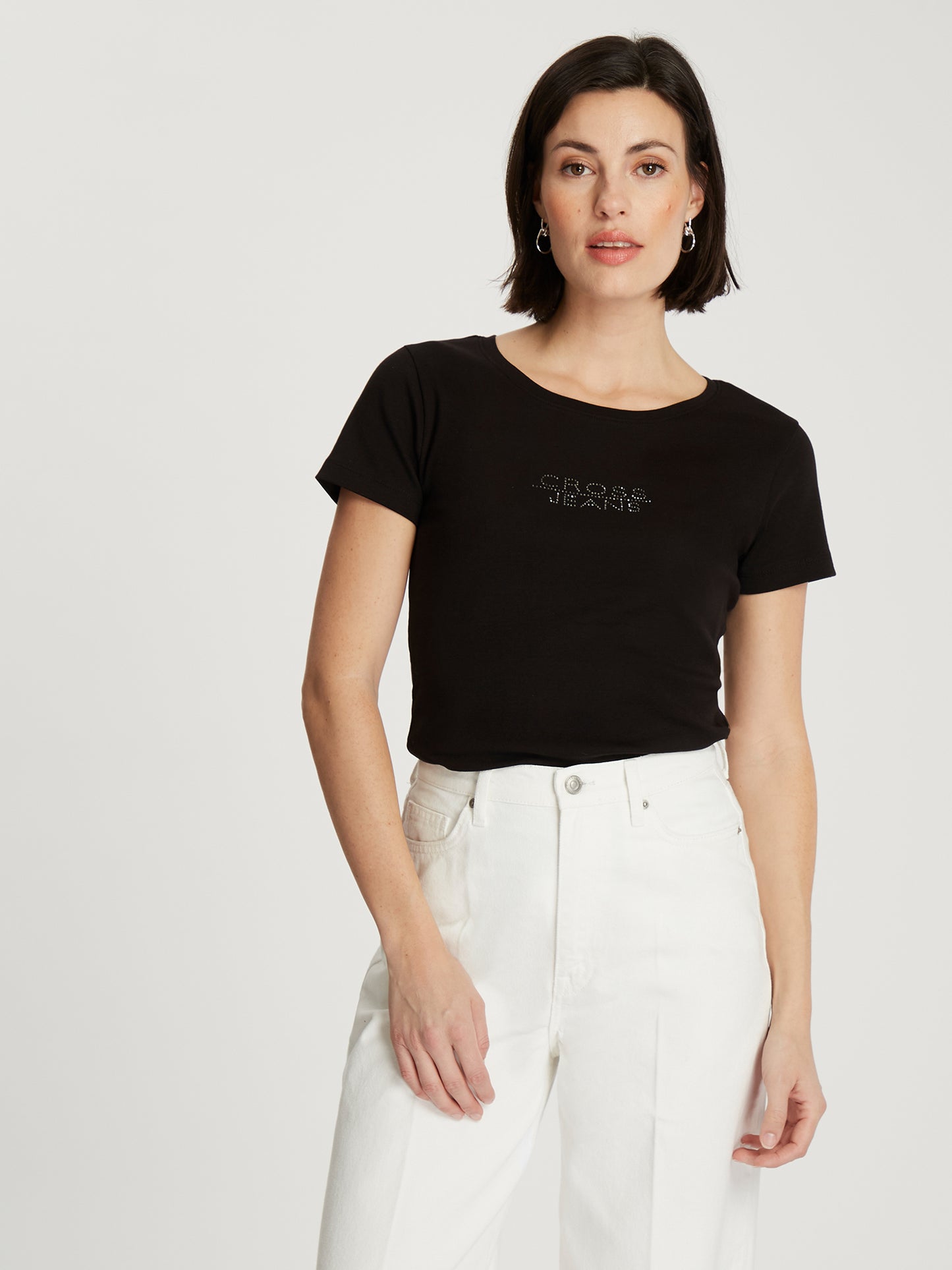 Damen Slim T-Shirt in schwarz