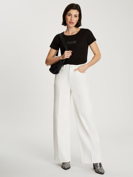 Damen Slim T-Shirt in schwarz