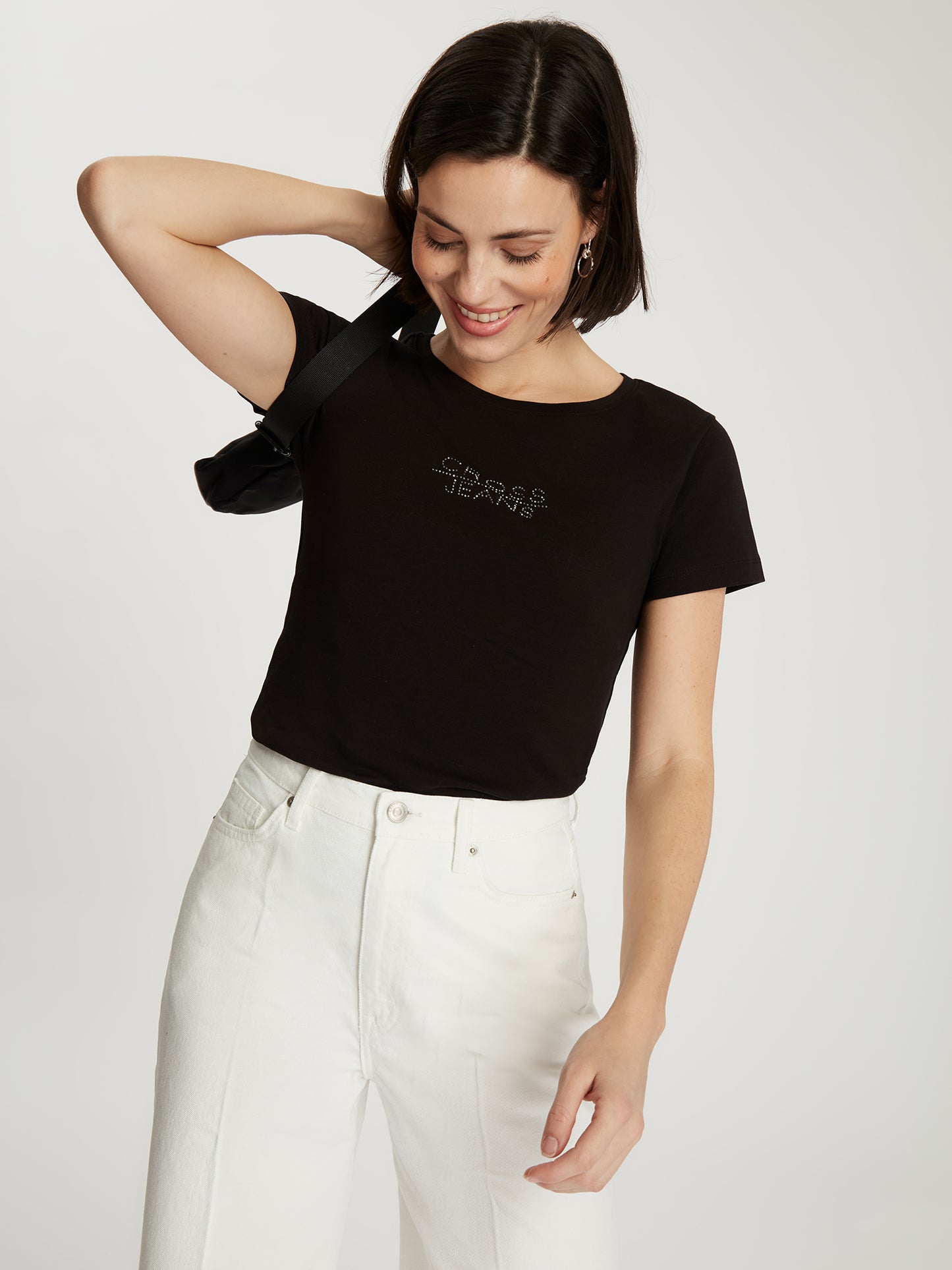 Damen Slim T-Shirt in schwarz