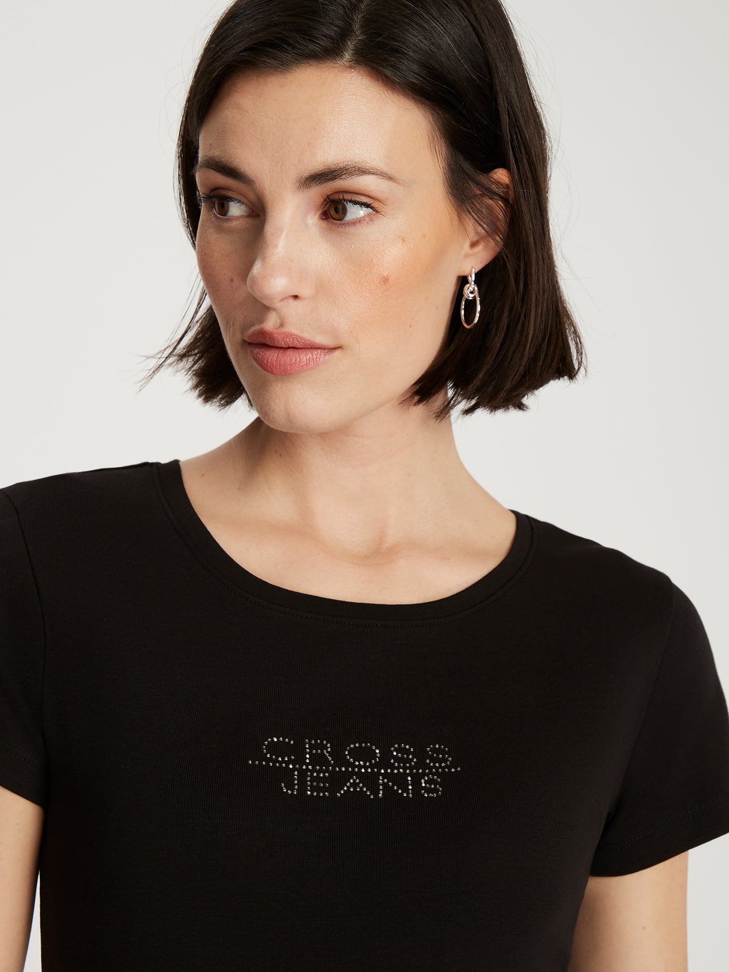 Damen Slim T-Shirt in schwarz