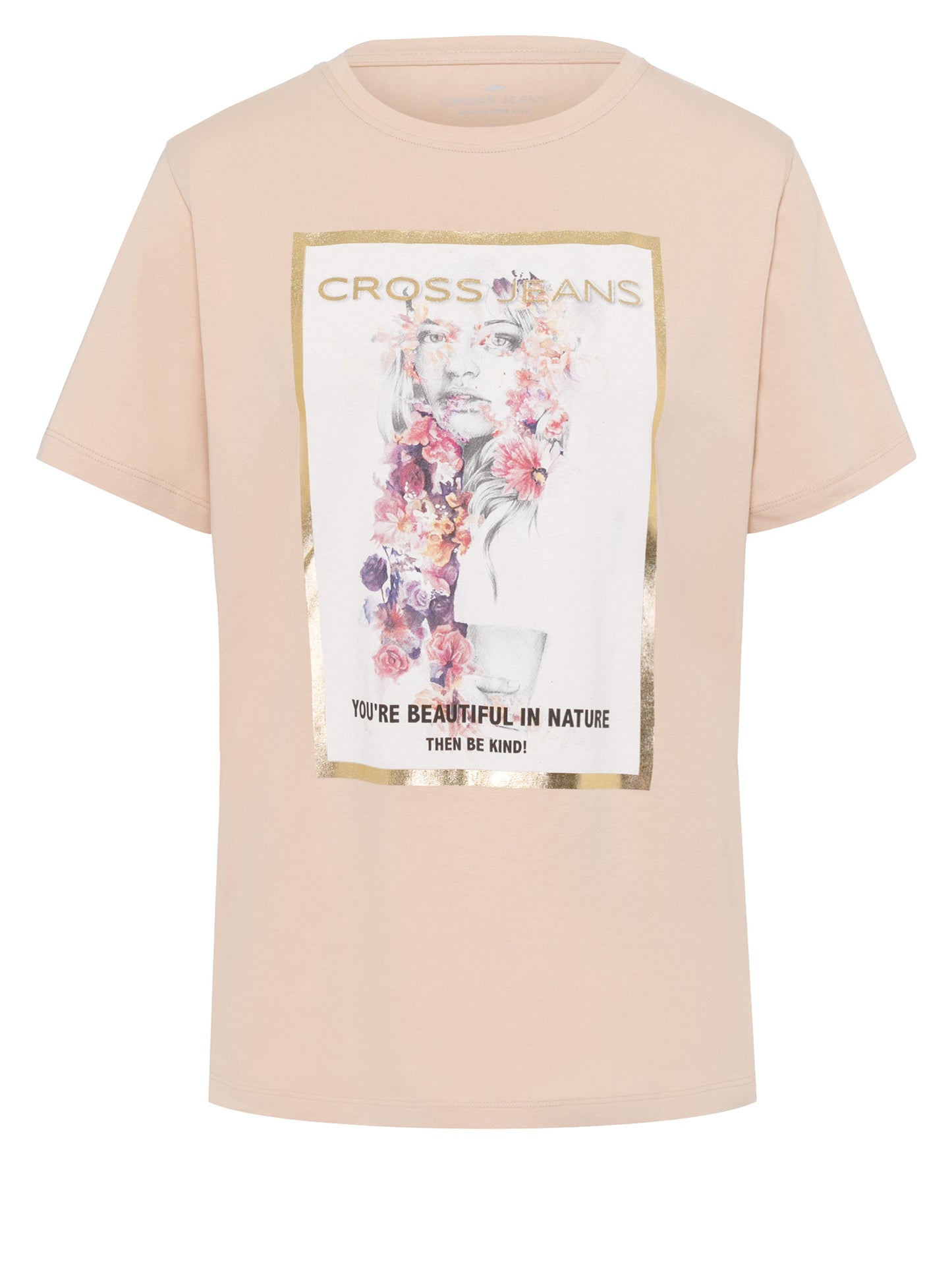 Women's regular t-shirt with floral print rose