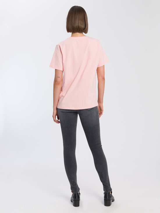 Damen Regular Print T-Shirt rosa