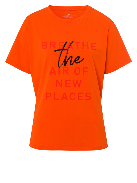 Damen Regular Print T-Shirt orange