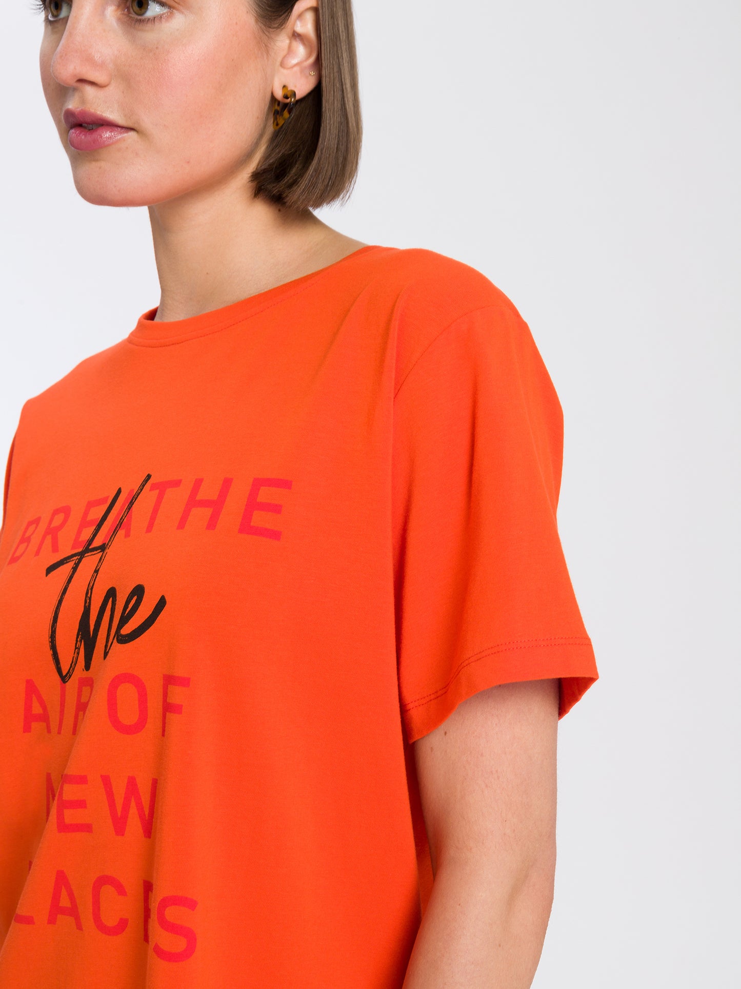 Damen Regular Print T-Shirt orange