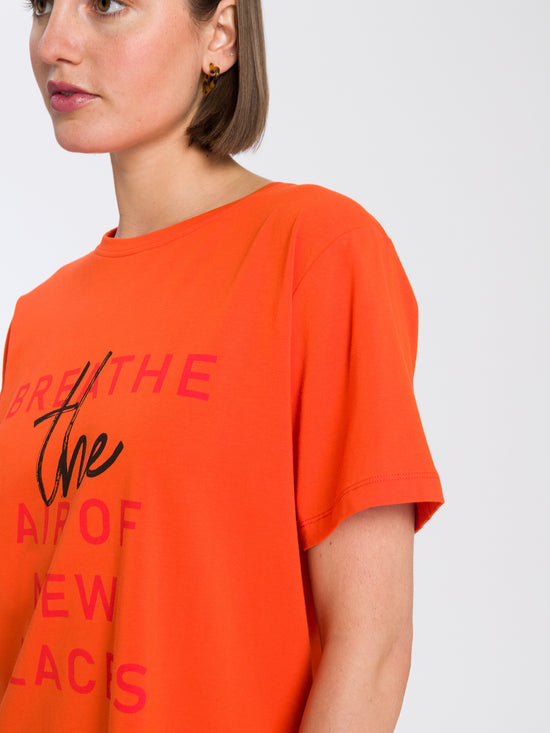 Damen Regular Print T-Shirt orange