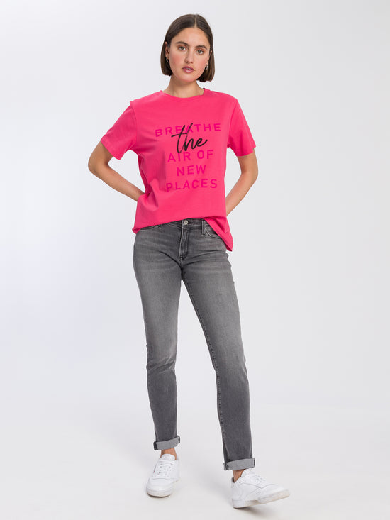 Damen Regular Print T-Shirt pink