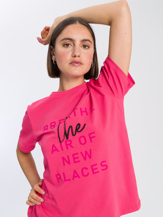 Damen Regular Print T-Shirt pink