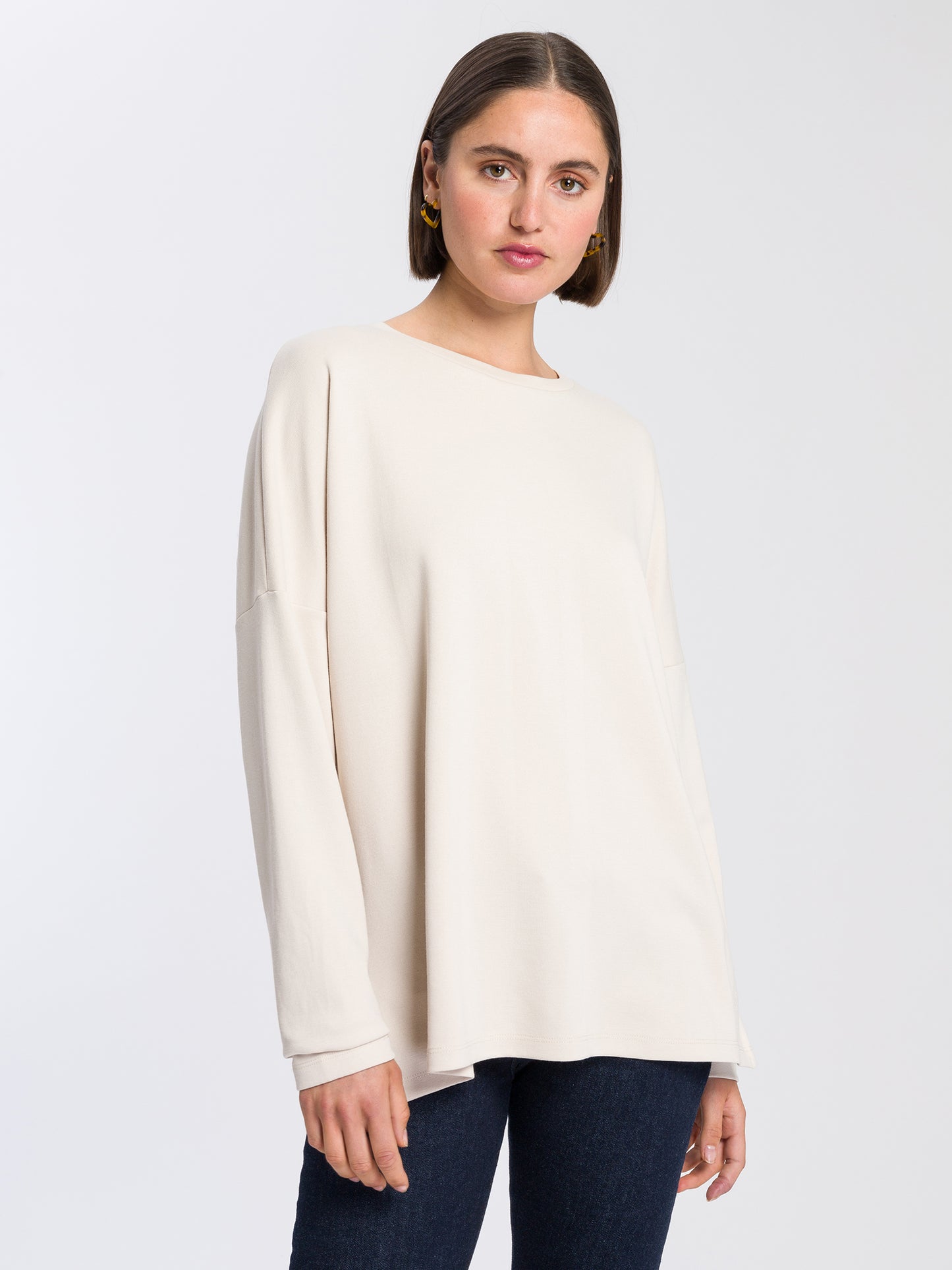 Women's regular long-sleeved shirt ecru