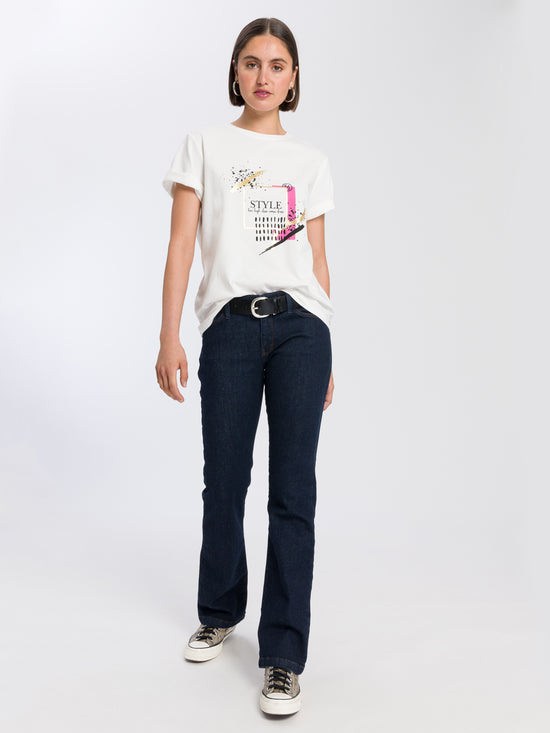 Women's regular print t-shirt style white