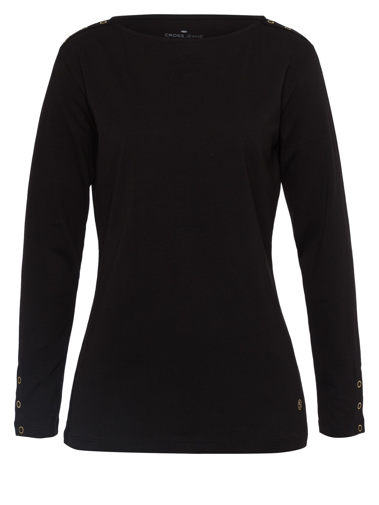 Women's slim long-sleeved shirt with button details black