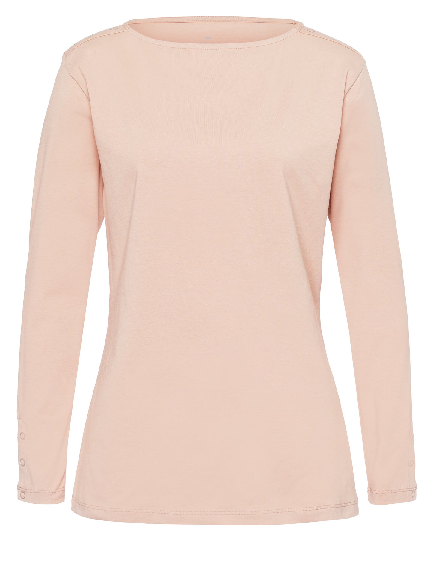 Women's slim long-sleeved shirt with button details, beige