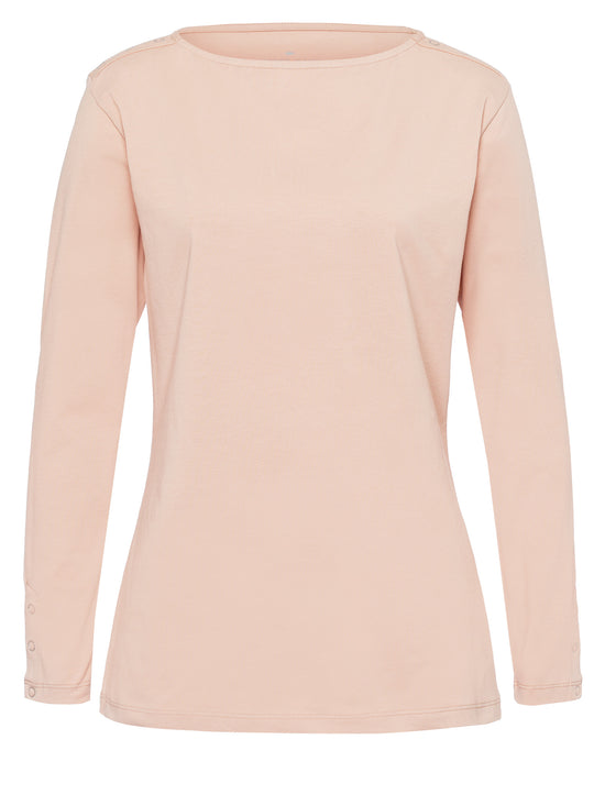 Women's slim long-sleeved shirt with button details, beige